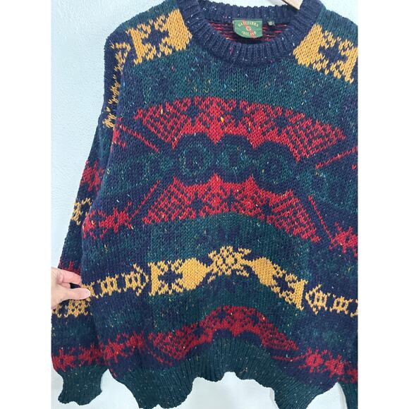 VTG Gaeltarra Ireland Irish Wool Men’s Sweater XXL 44 Geo Print Classic Preppy - Picture 4 of 12
